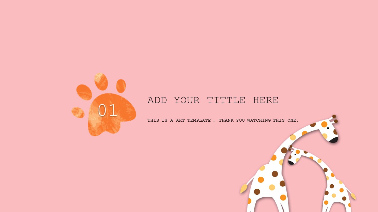 50 作品信息ppt模板简介: 这是一款粉色背景的可爱动物ppt模板,适用于