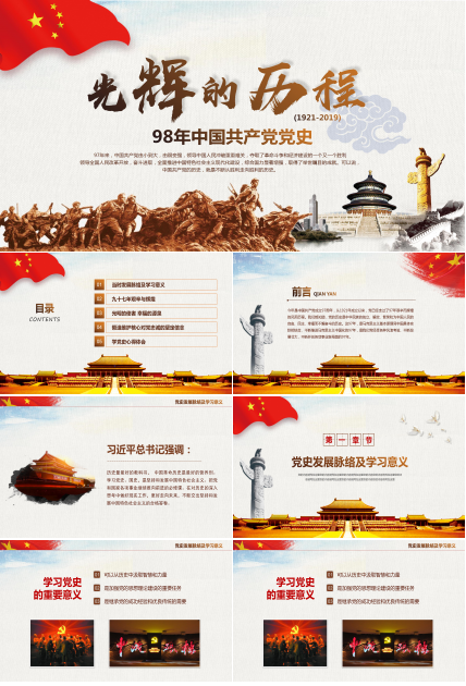 中國共產黨98年光輝進程展示ppt模板