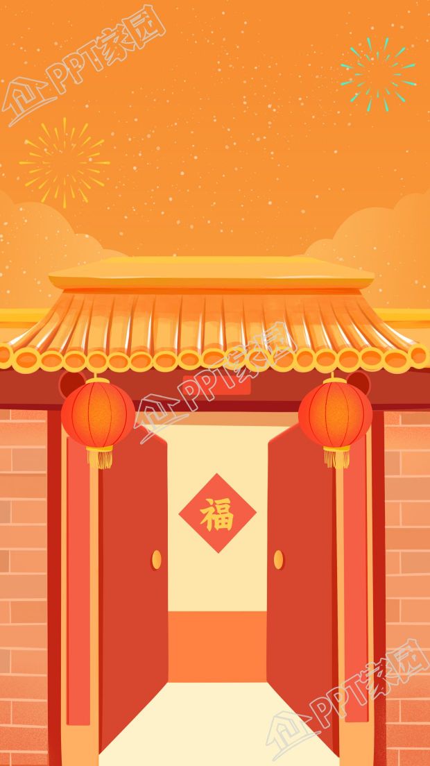 新年喜慶煙花古風建筑背景圖片素材