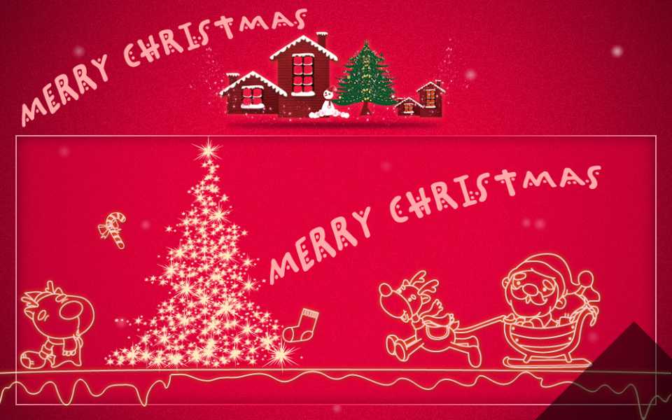 快乐红色房屋圣诞节ppt模板