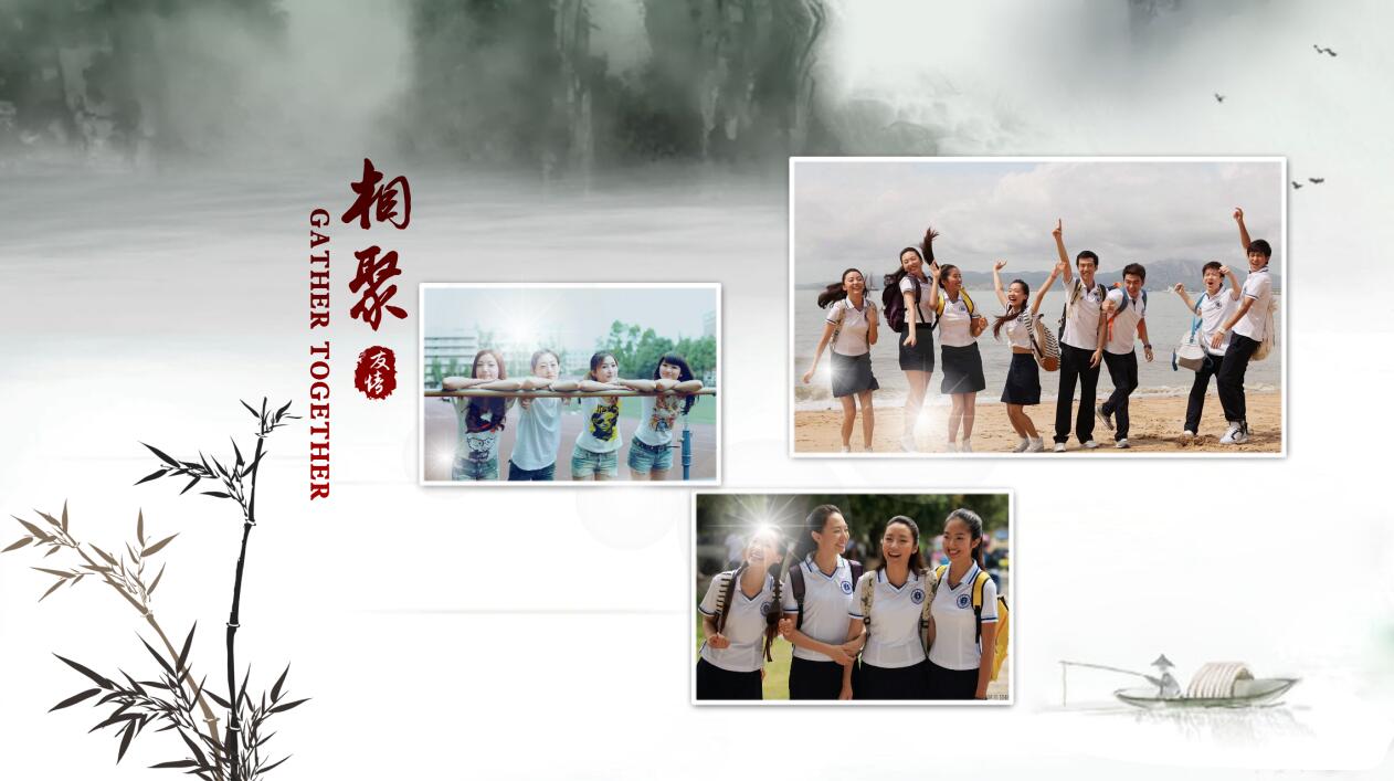 中国风温馨同学聚会毕业纪念册ppt模板