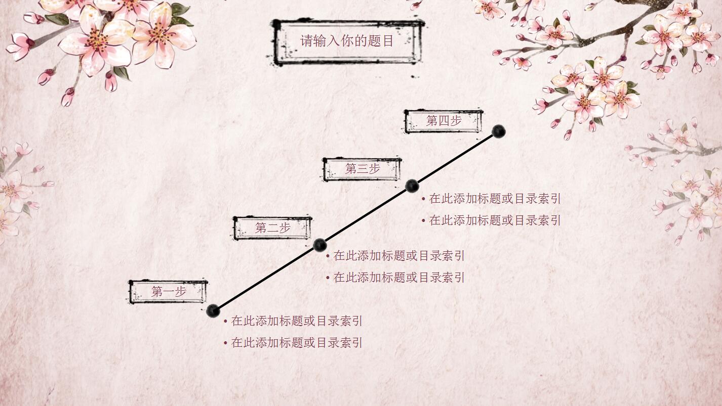 粉色唯美中国风年度工作计划总结ppt模板