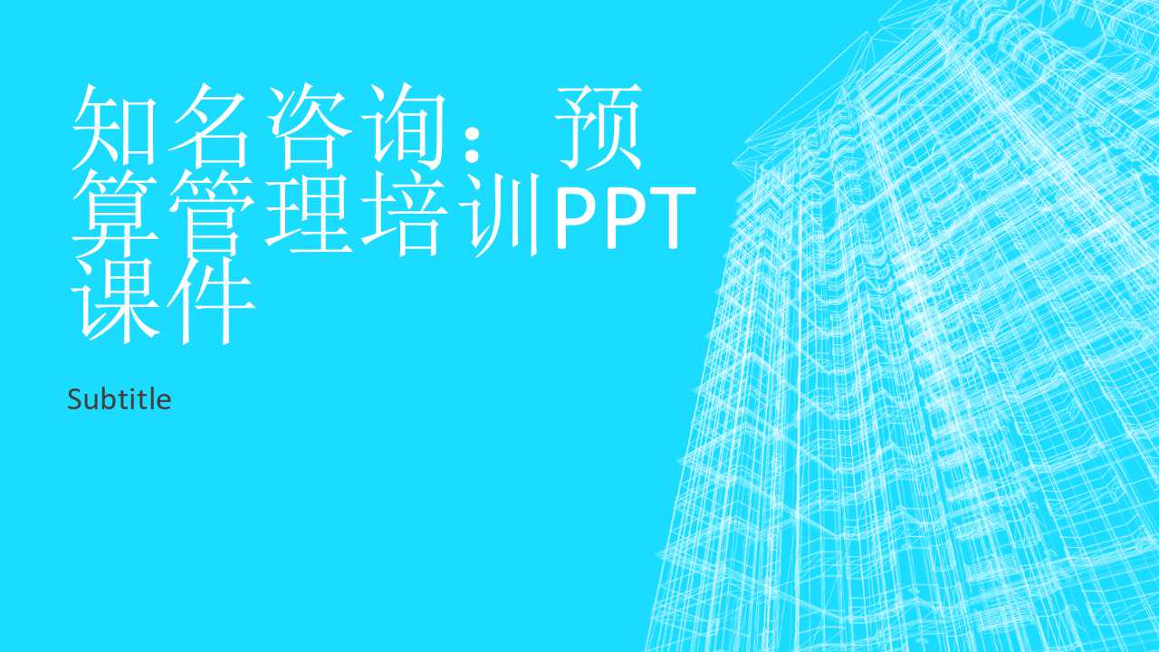 知名咨询:预算管理培训PPT课件