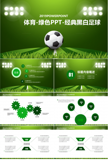 体育-绿色PPT-经典黑白足球