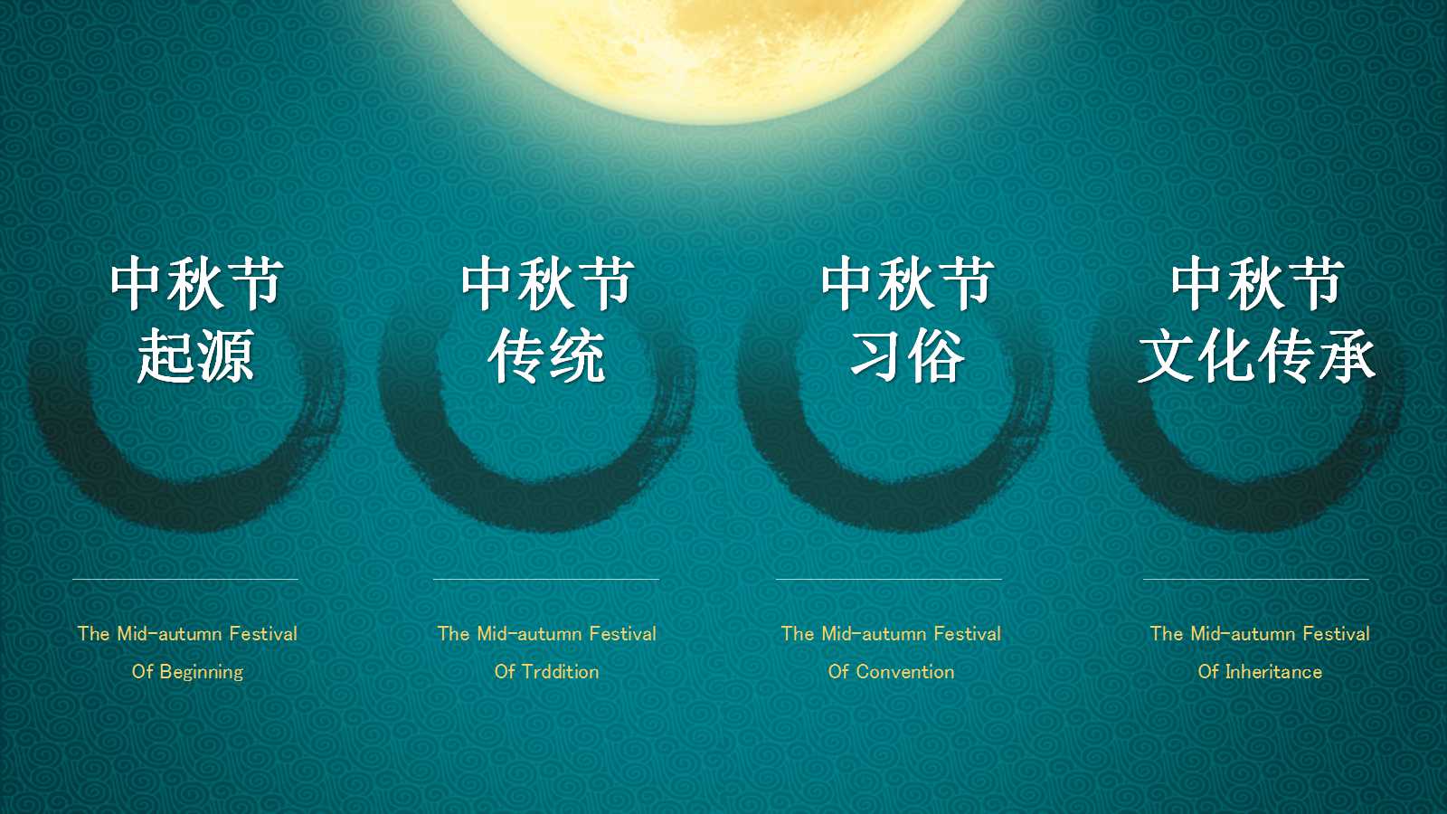 月饼紫砂茶具背景的中秋节ppt背景模板