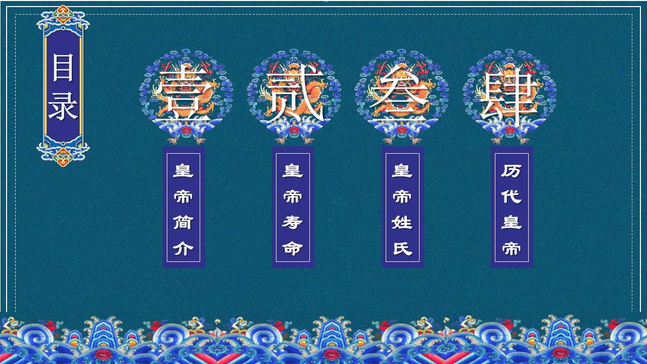 传统宫廷复古风中国皇帝历史介绍ppt模板