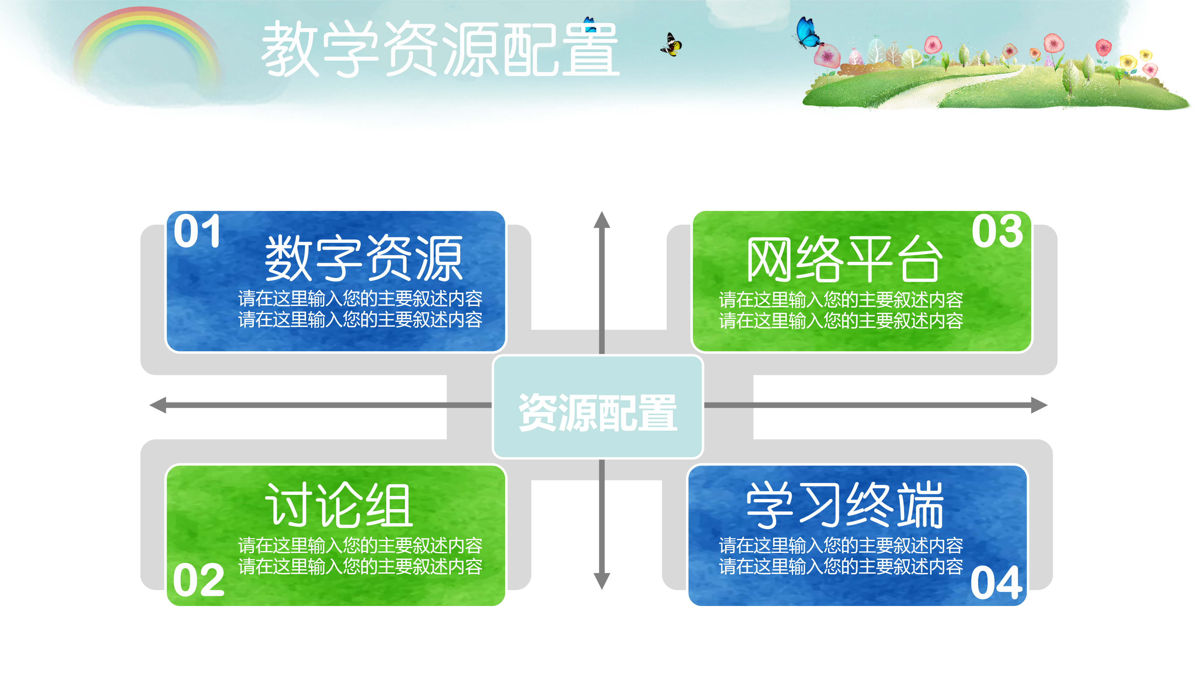 可爱卡通彩虹小学教学述职课件ppt模板