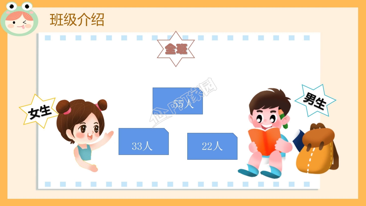 卡通一年级新生入学第一天迎新ppt模板