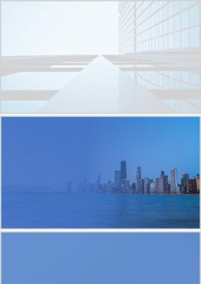 蓝色建筑风商务合作PPT背景图片