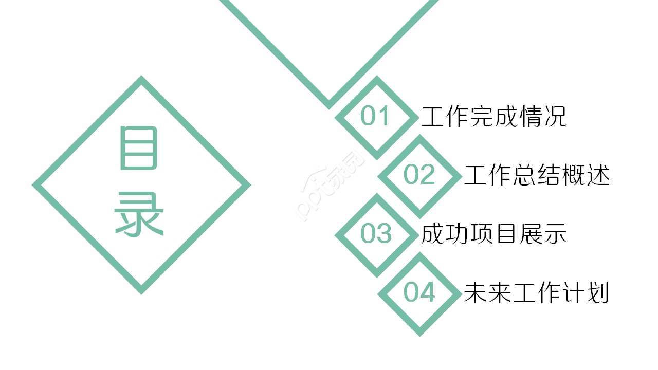 淡雅商务办公年中计划总结年终汇报PPT模板