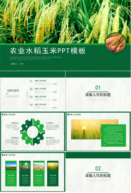 农产品养殖水稻ppt模板