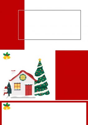 红色圣诞手绘卡通ppt模板背景图片