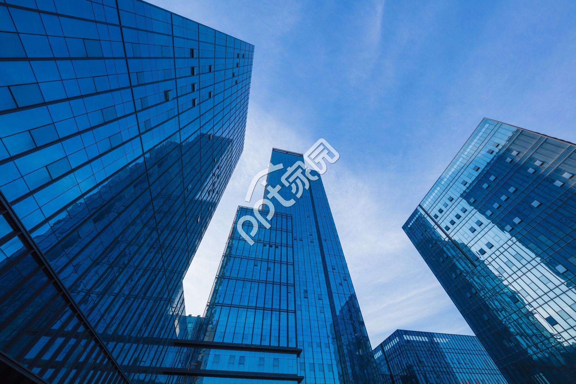 两张现代商业建筑ppt背景图片