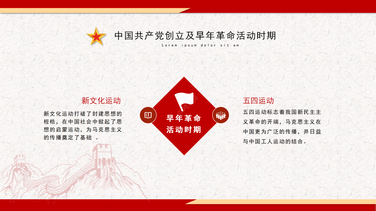 红色简约中国共产党党史党课思想教育PPT模板