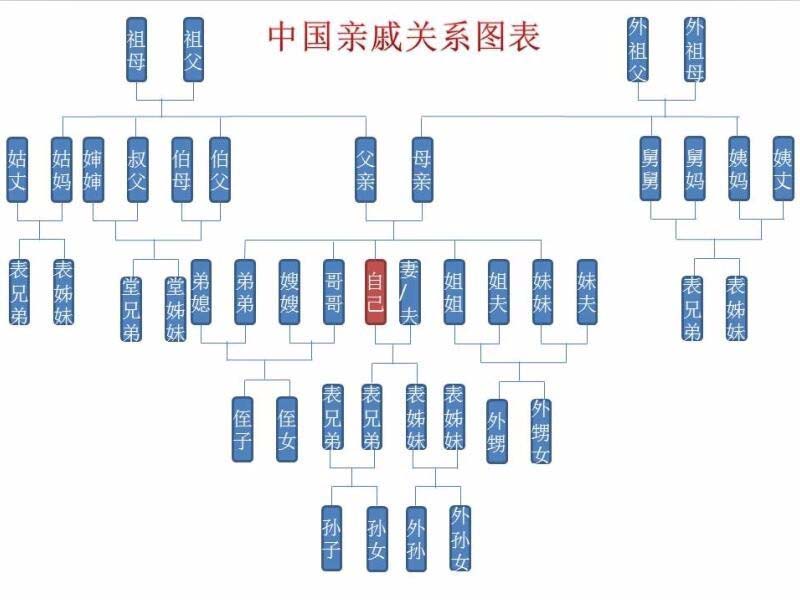 ppt怎么绘制中国亲戚关系结构图表?