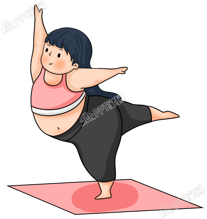 卡通手绘练瑜伽的女孩人物
