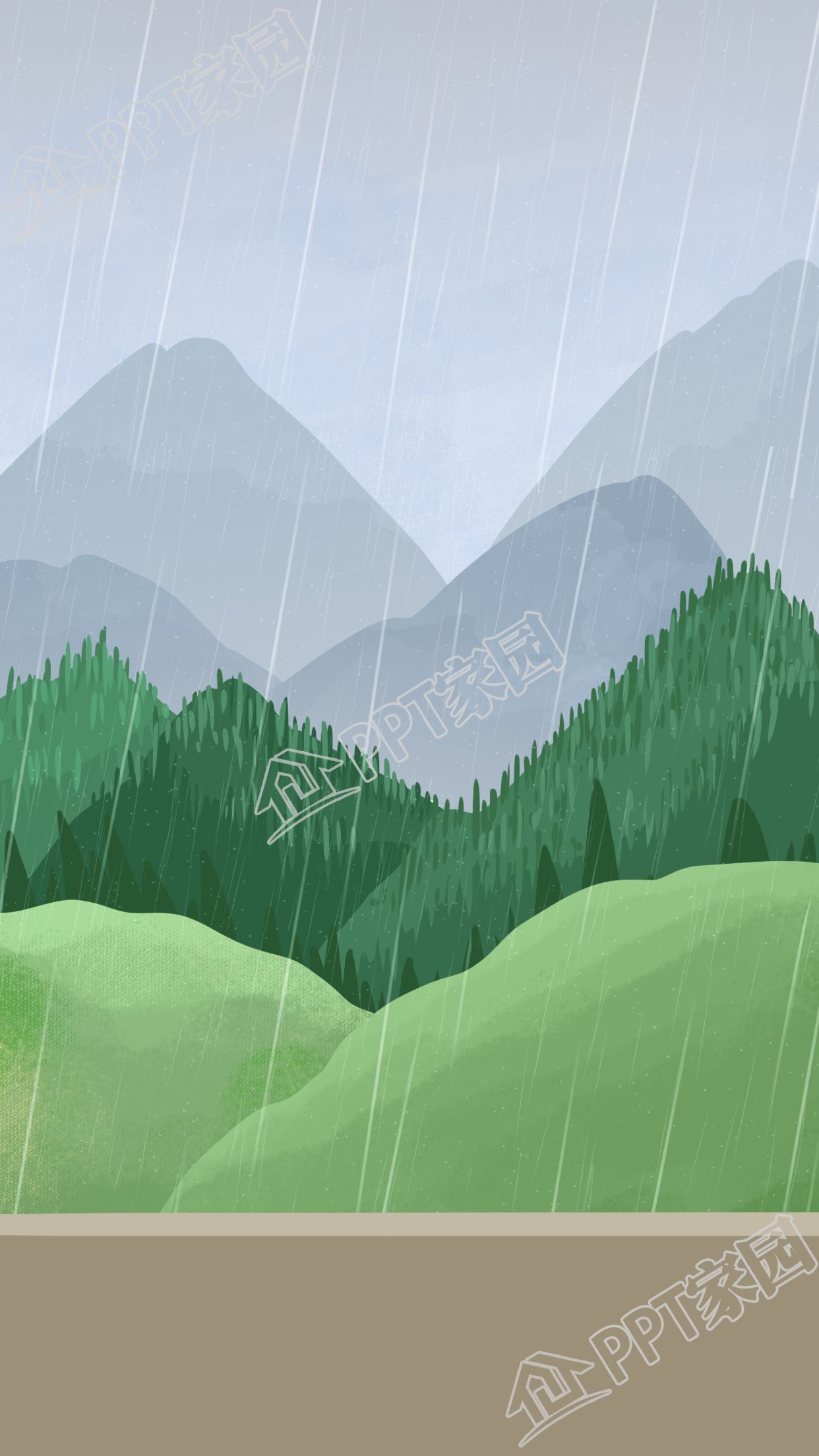 清明时节雨纷纷绿色高山背景图片