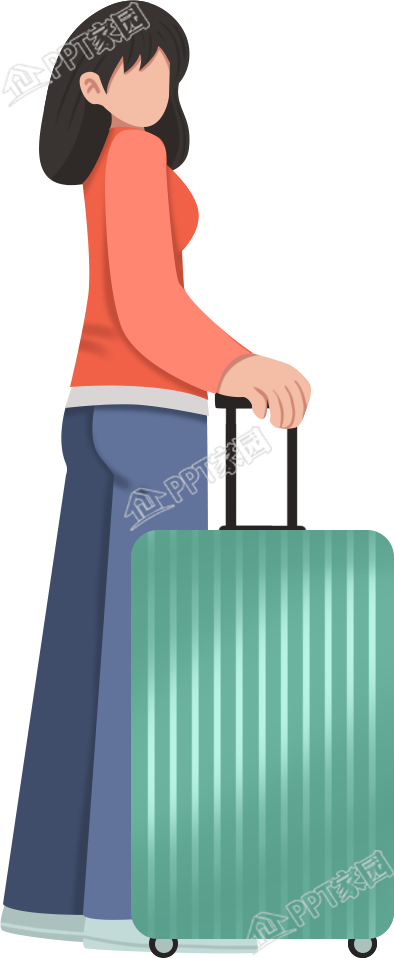 卡通手绘带着行李箱出门旅游人物素材下载推荐