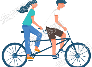 手绘人物双人骑行自行车图片素材下载推荐