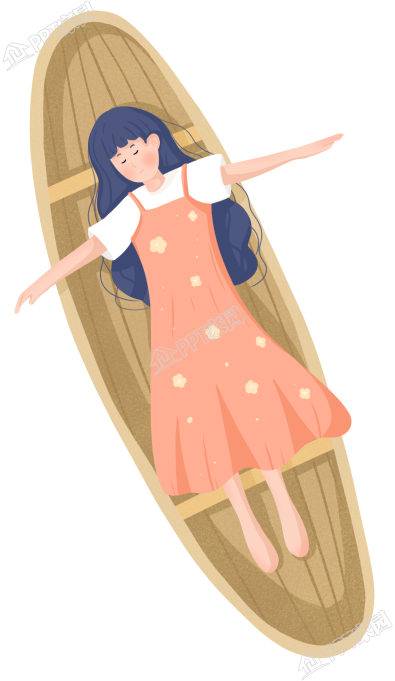 躺在木船上的女孩人物图片素材