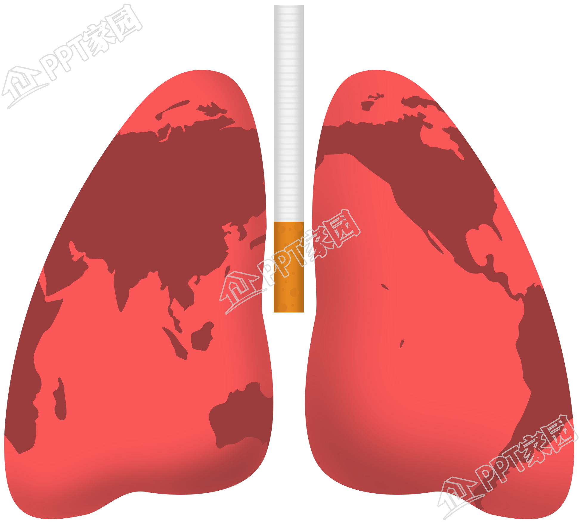 宣传吸烟危害肺部图片卡通手绘免抠素材