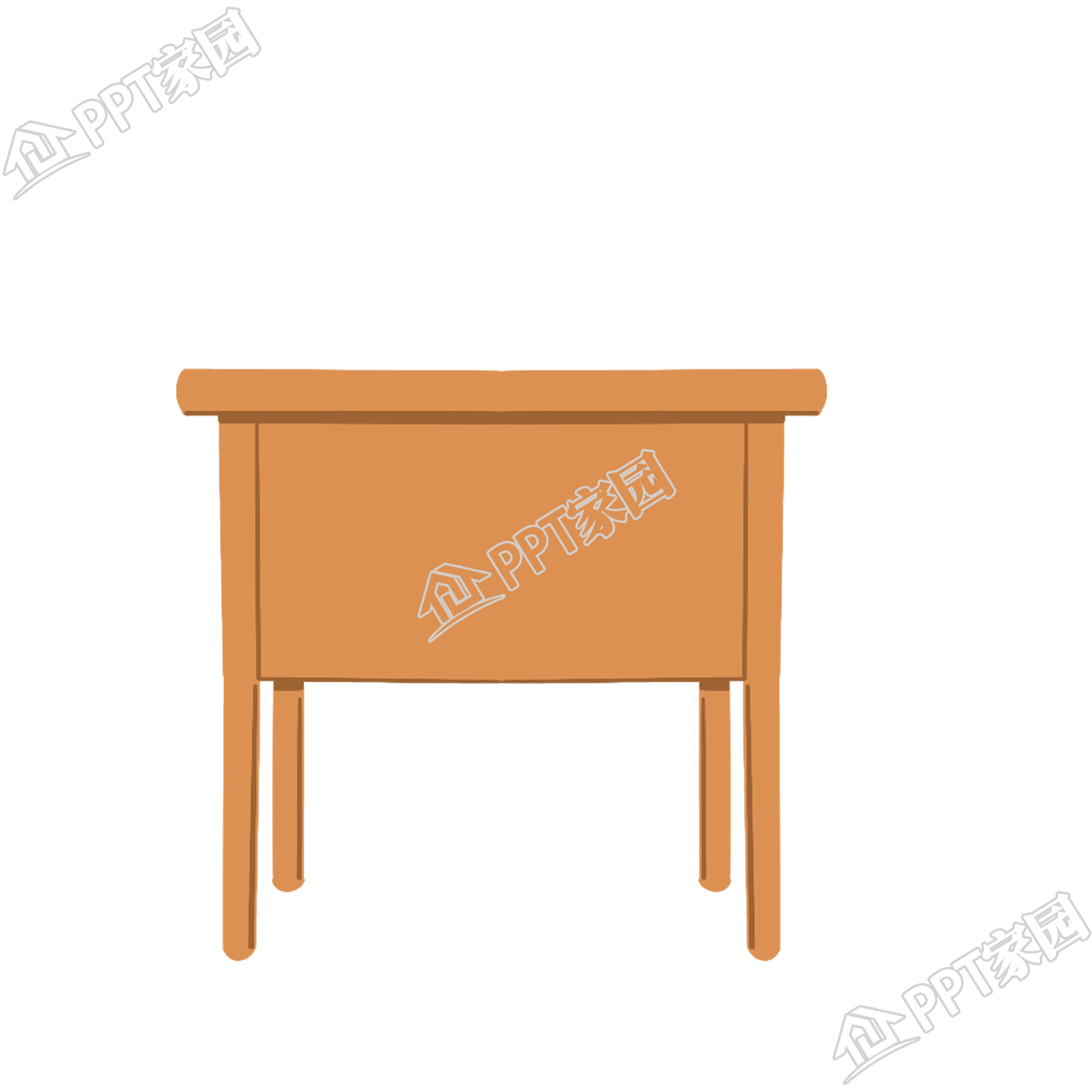 棕色简约手绘课桌教室书桌元素木桌免扣png素材