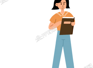 卡通手绘人物女孩学生站立拿书学习png素材人物元素下载推荐