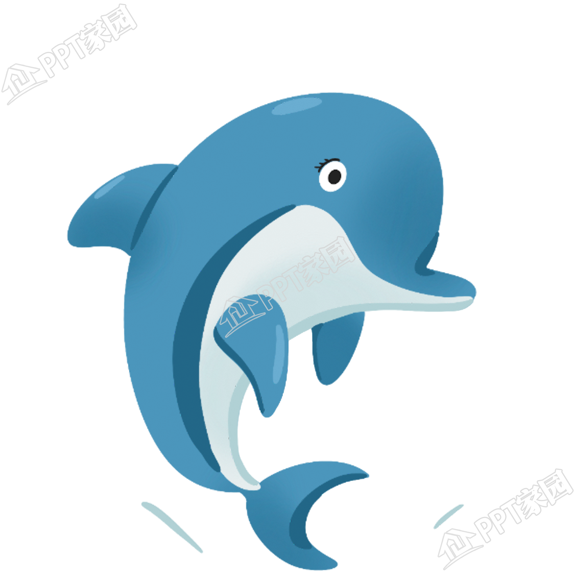 手绘拟人卡通动物形象海豚图片素材