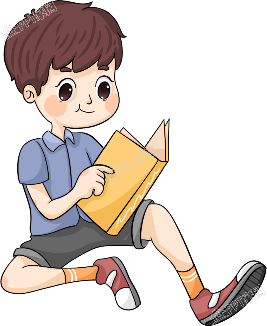 卡通手绘男孩读书学习假期生活计划教育培训免抠透明素材