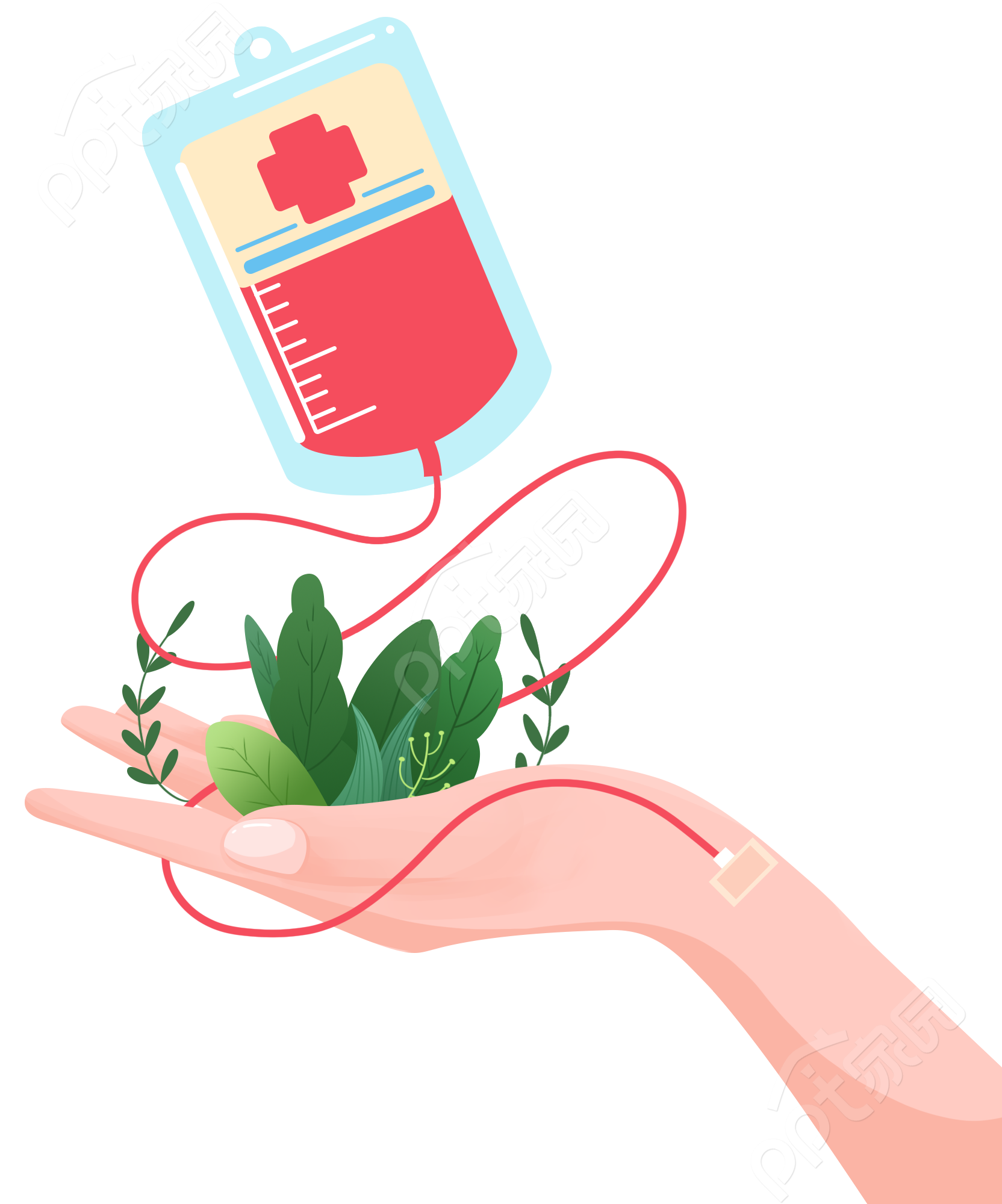 卡通手绘献血医疗健康关爱生命植物图片素材