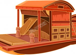 手绘插画风格红色木船交通运输素材下载推荐