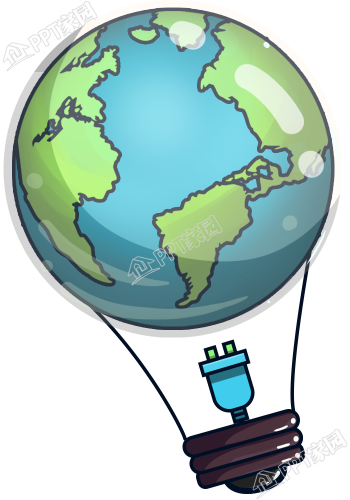 卡通手绘环保主题地球灯泡图片免抠素材下载推荐