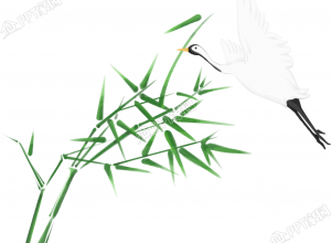 卡通手绘竹子与白鹤图片免扣素材下载推荐