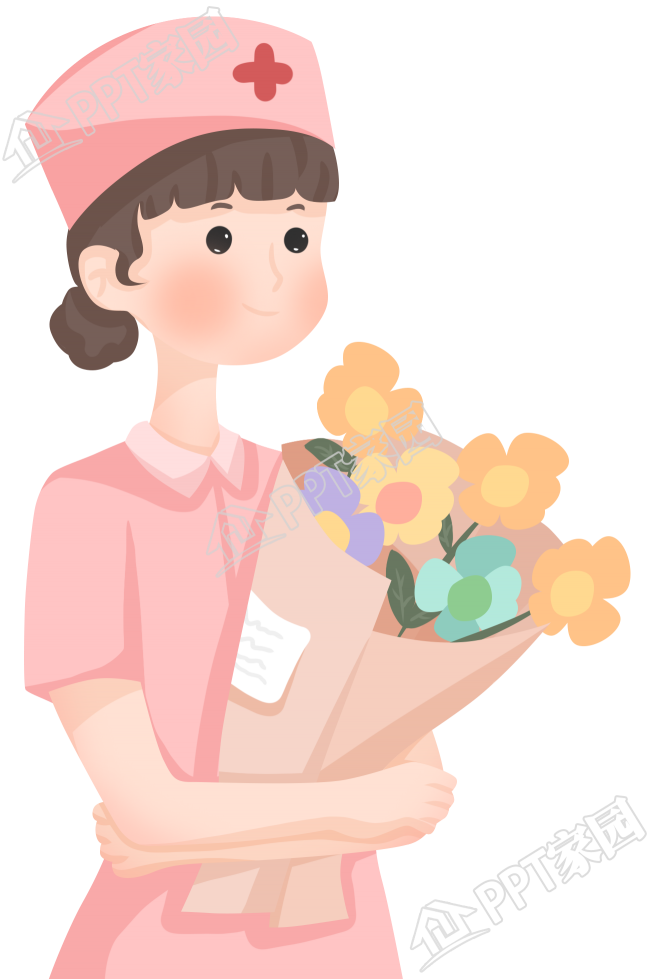 手绘拿花的护士图片