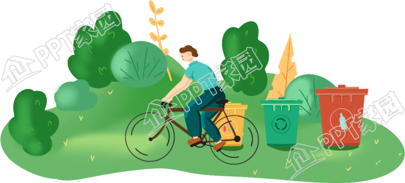卡通手绘插画低碳出行骑自行车的男生图片