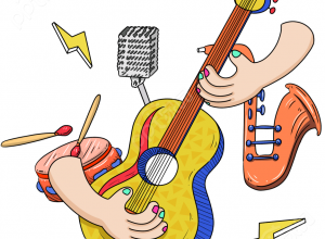 卡通手绘音乐节吉他麦克风图片素材下载推荐