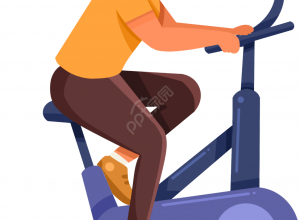 卡通手绘女生人物暑期健身训练营减肥瘦身动感单车矢量图片素材下载推荐