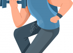 卡通手绘男生人物暑期锻炼健身计划举哑铃透明免抠素材下载推荐