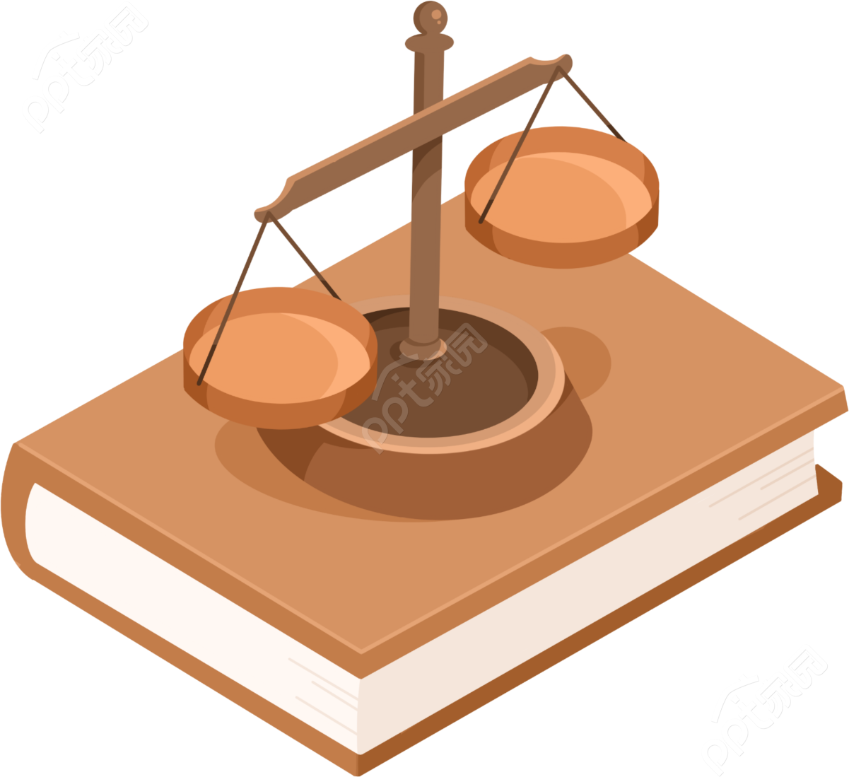卡通手绘法律公正司法象征天平和书矢量图片素材