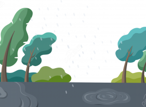 卡通手绘恶劣天气森林暴雨免抠图片素材下载推荐