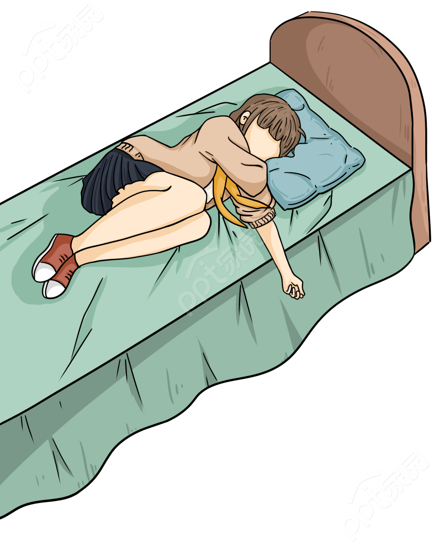 卡通手繪躺在床上的人矢量圖片素材